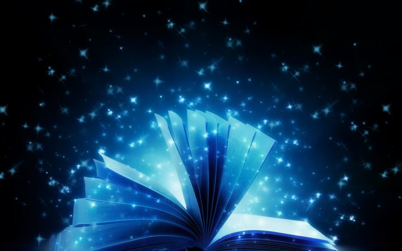 Open Book with Glowing Pages — Blue