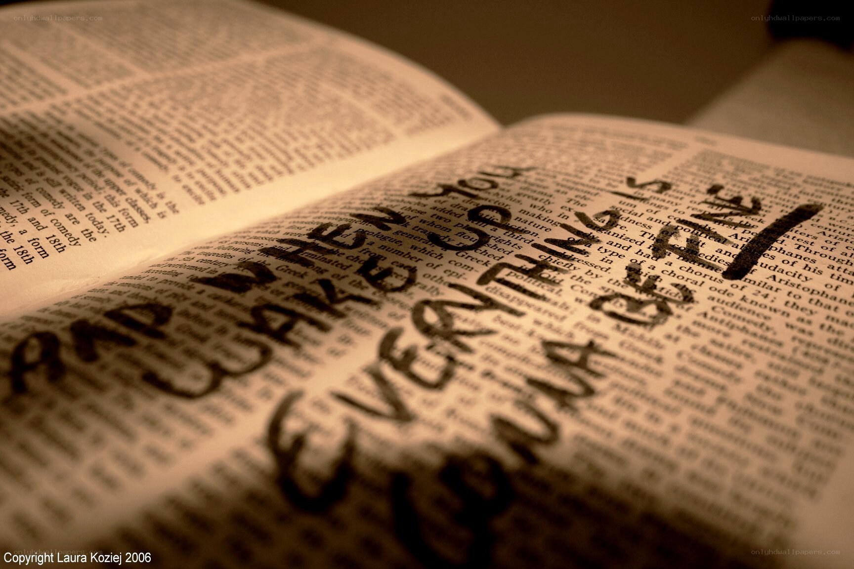 Open book with handwritten notes
