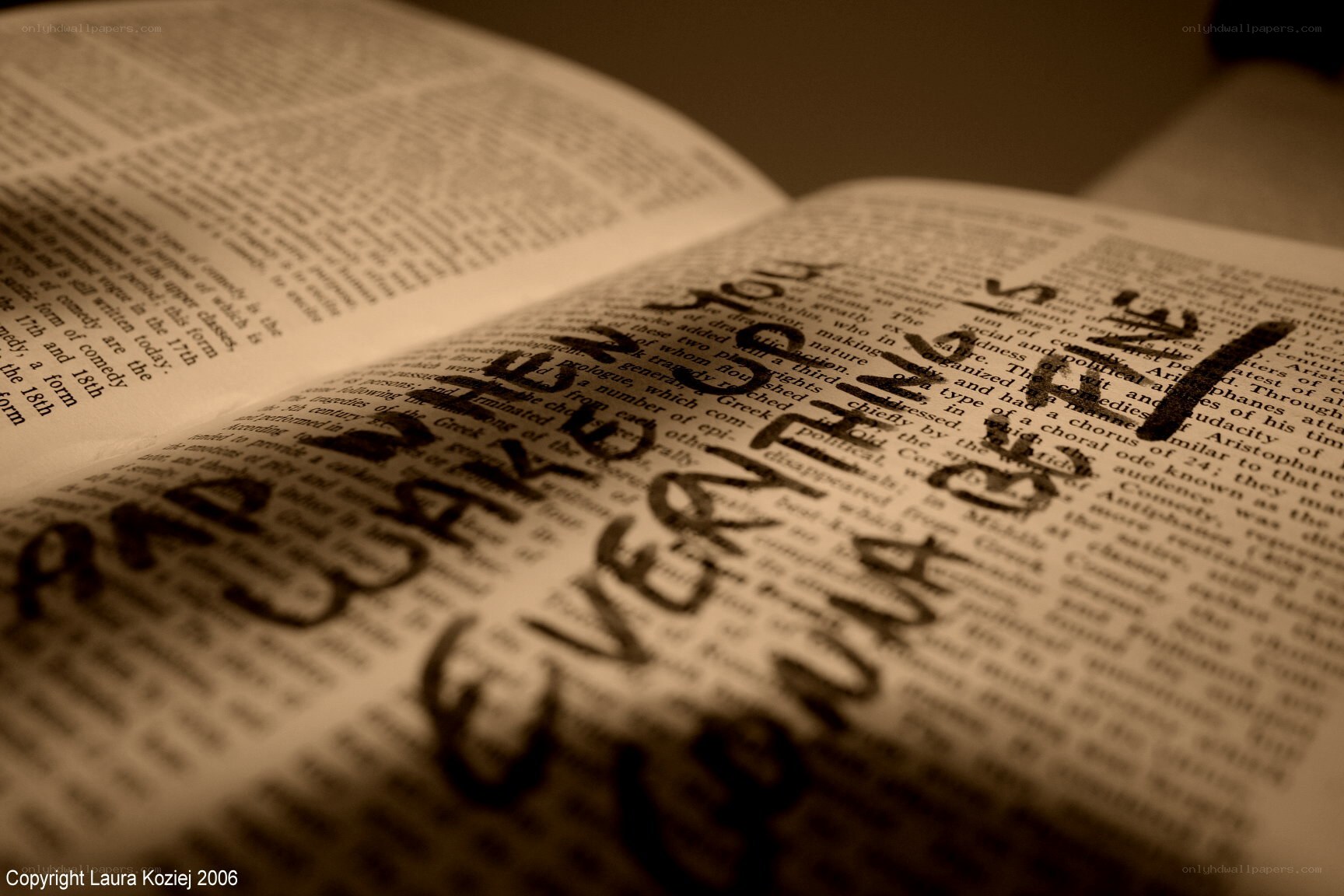 Open book with handwritten notes
