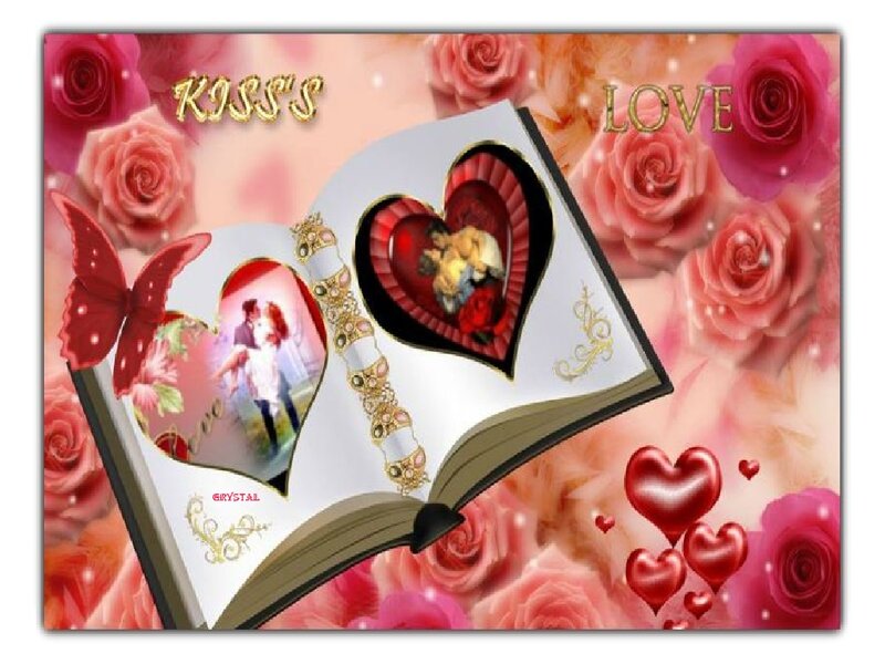 Open Book with Heart Frames