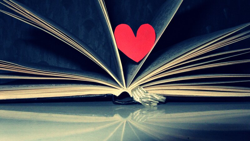 Open Book with Heart — Red