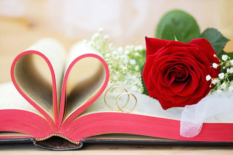 Open Book with Heart Shape — Red, Romantic, Photograph
