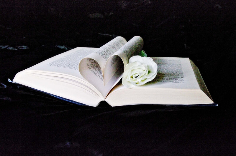 Open Book with Heart-shaped Pages