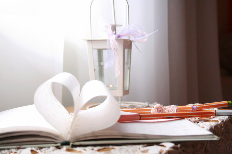 Open Book with Heart-shaped Pages — White