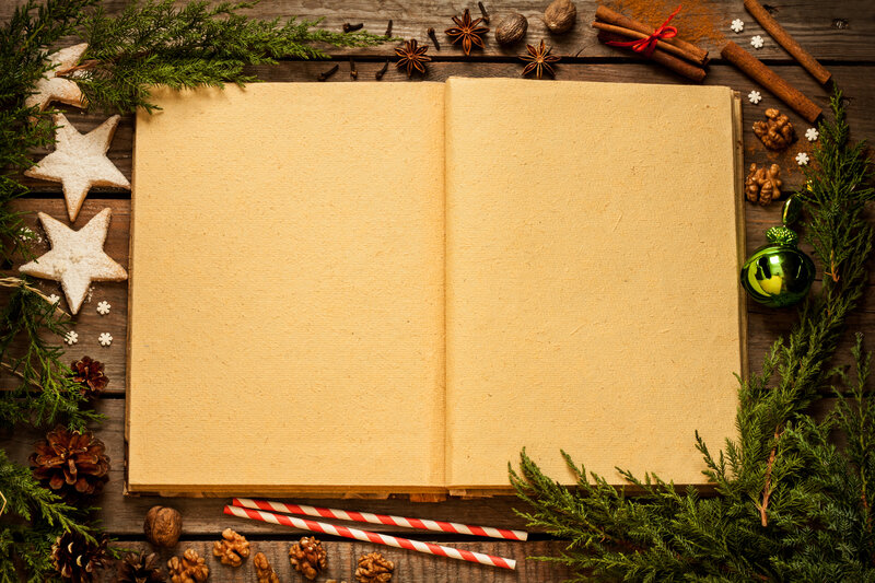 Open Book with Holiday Items