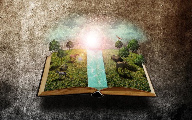 Open Book with Landscape