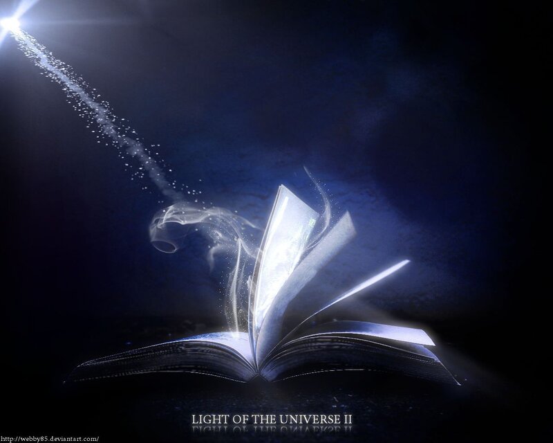 Open Book with Light Beam — Blue, Dramatic