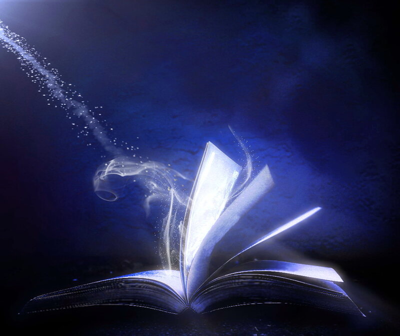 Open Book with Light — Blue, Dramatic