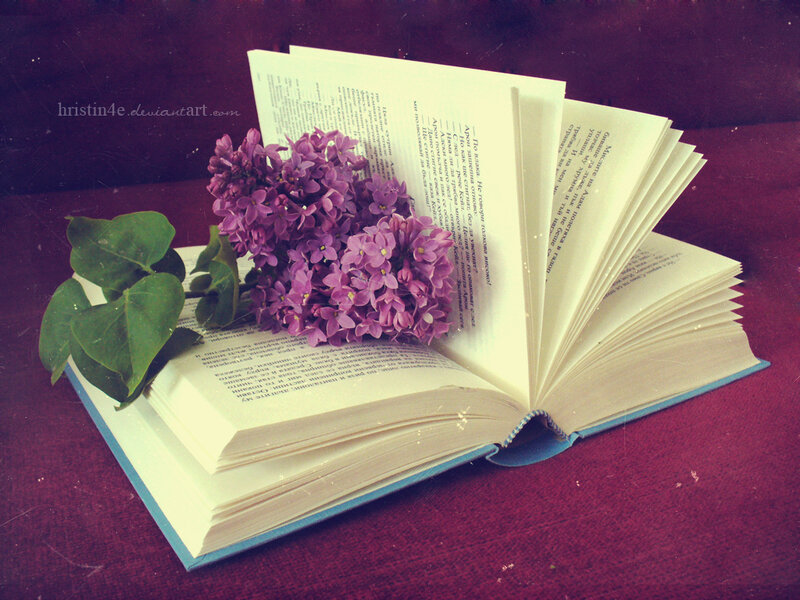 Open Book with Lilacs