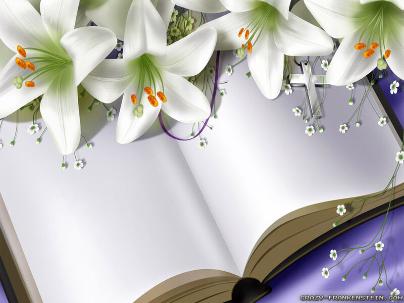 Open Book with Lilies — White