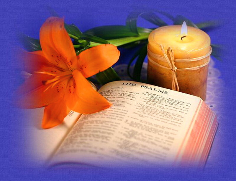 Open Book with Lily and Candle