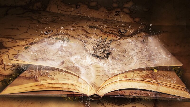 Open Book with Map — Brown