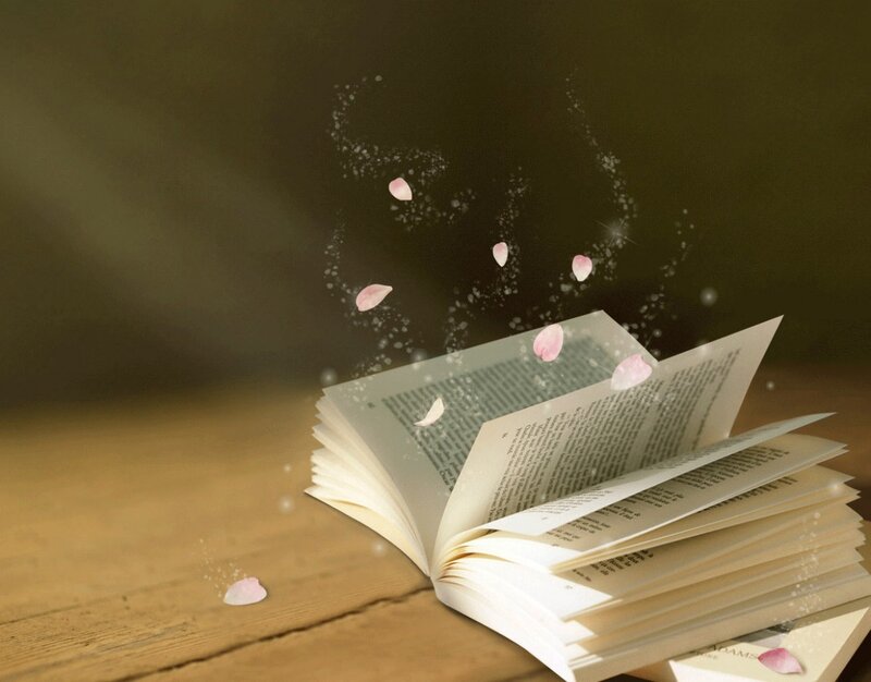 Open Book with Petals