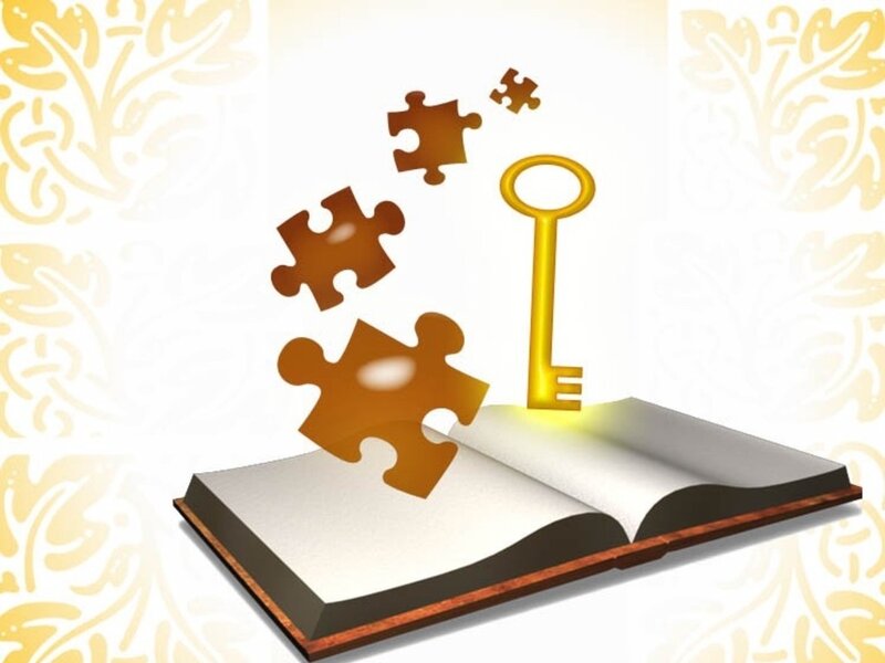 Open Book with Puzzle Pieces