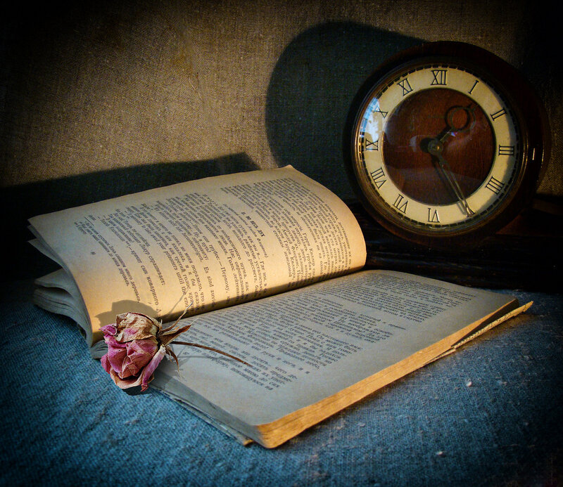 Open Book with Rose — Blue, Dramatic