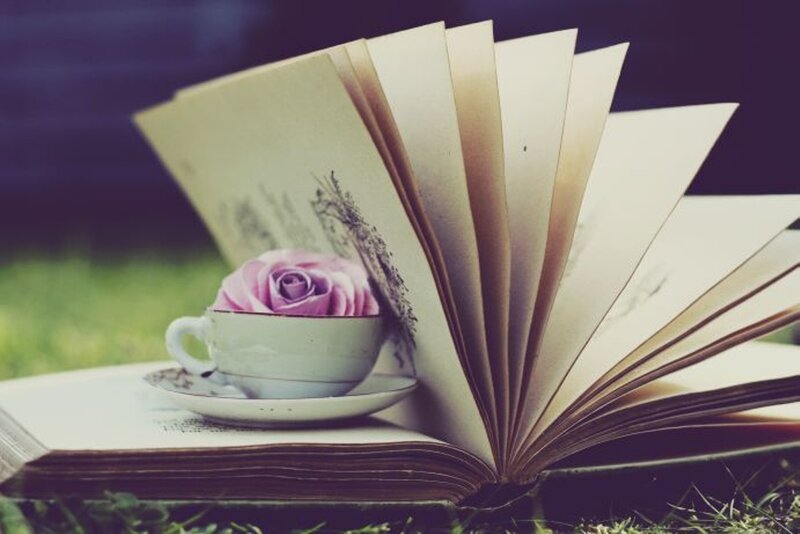 Open Book with Rose — Purple