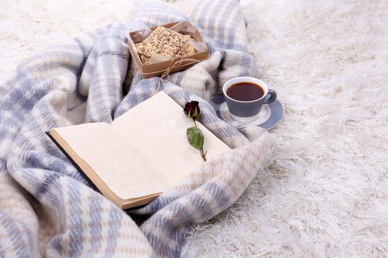 Open Book with Rose — White, Cozy, Photograph