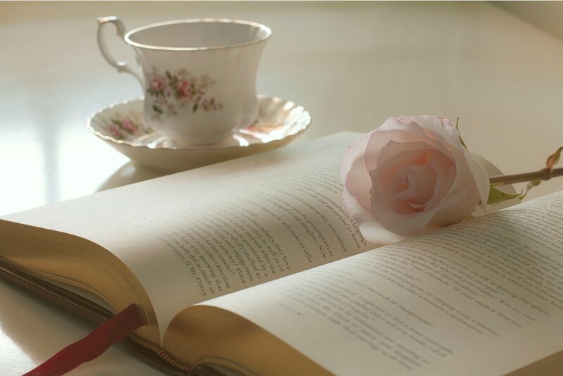 Open Book with Rose — White, Serene, Morning