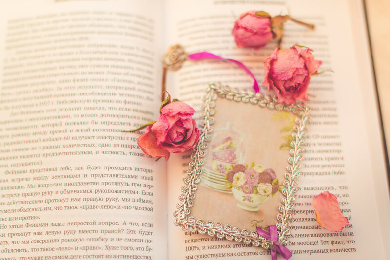 Open Book with Roses — Pink, Calm