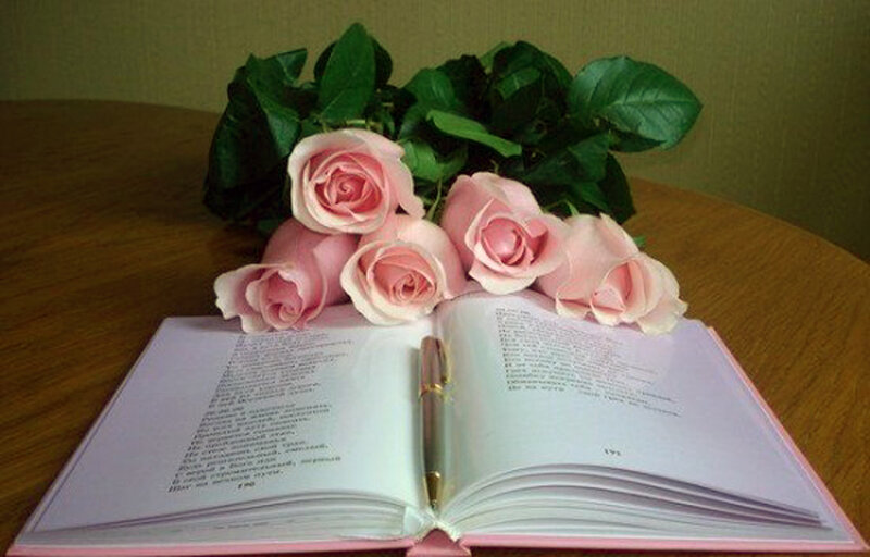 Open Book with Roses — Pink, Serene