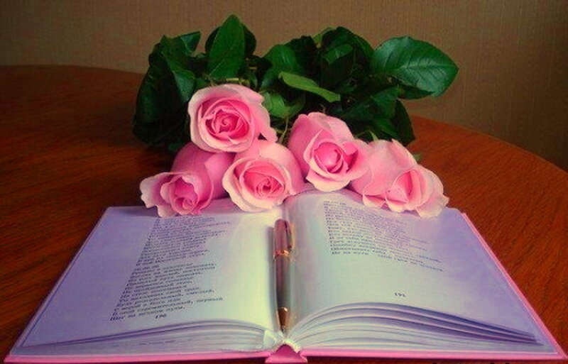 Open Book with Roses — Pink