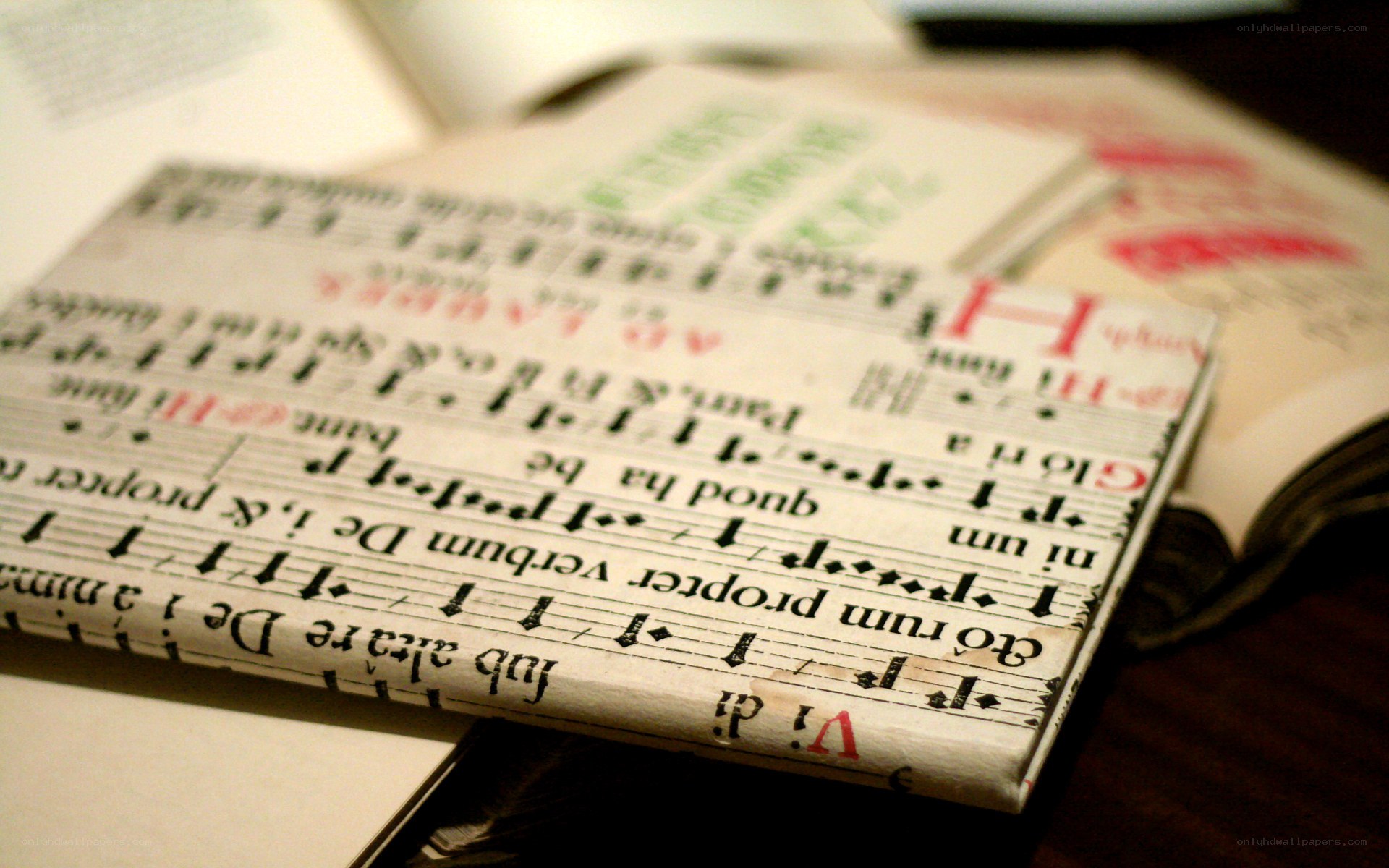open book with sheet music