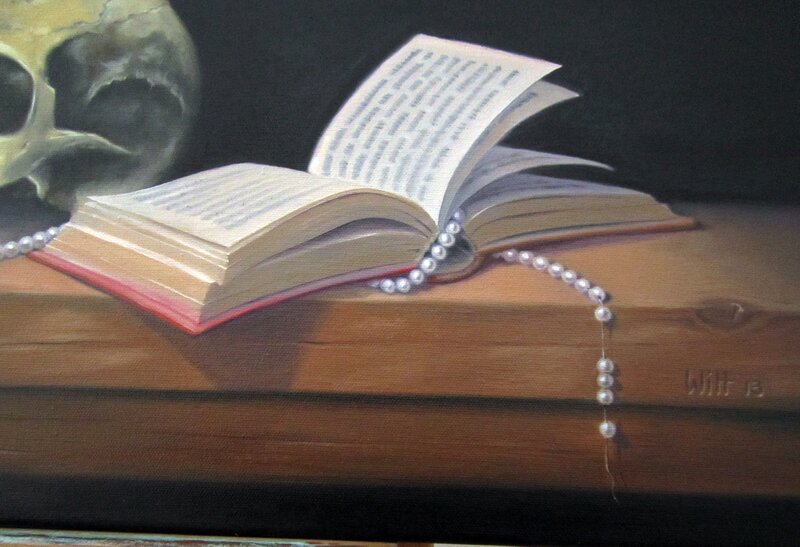 Open Book with Skull