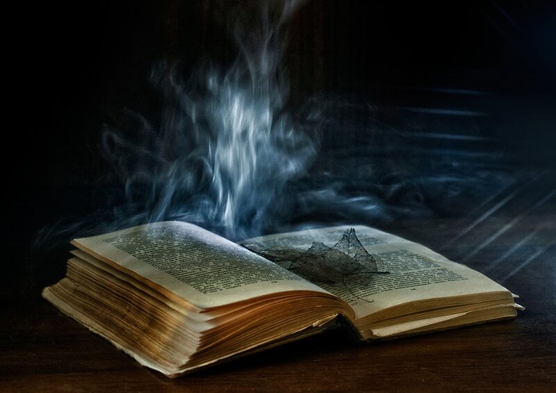 Open Book with Smoke