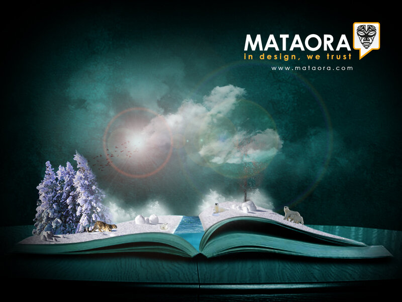 Open Book with Snowy Scene