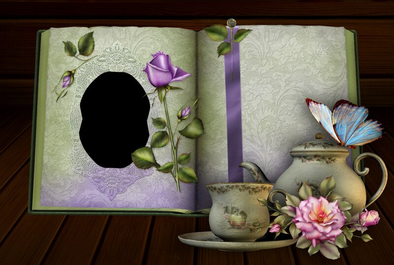 Open Book with Tea Set