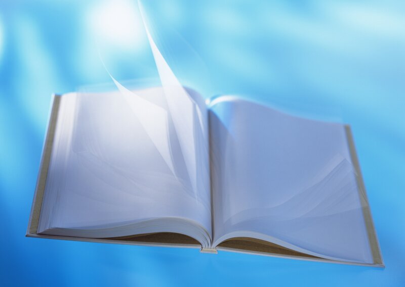 Open Book with Turning Pages — Blue