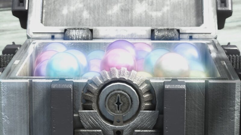 open chest with glowing orbs