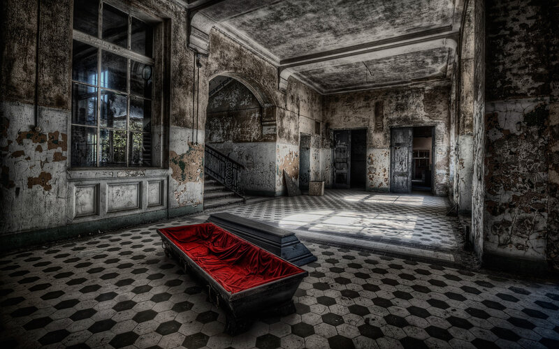 Open Coffin in Hall