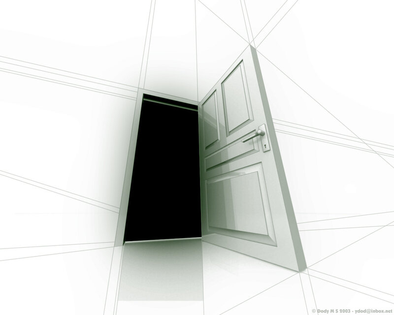Open Door in White Room