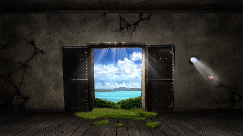 Open Door to Beach — Green, Dramatic, Afternoon
