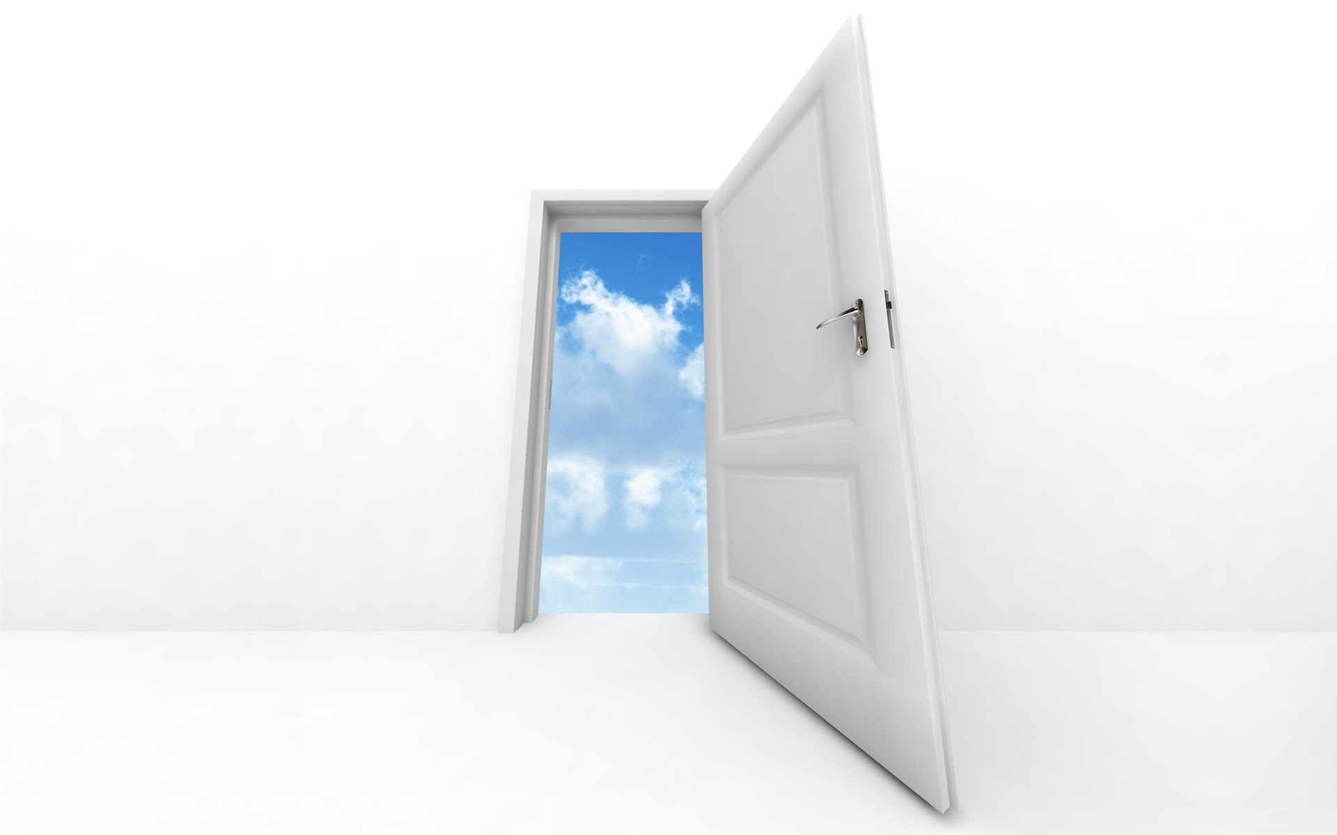 open door to blue sky