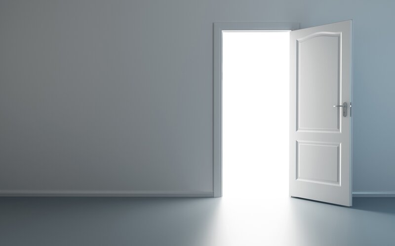 open door to bright light