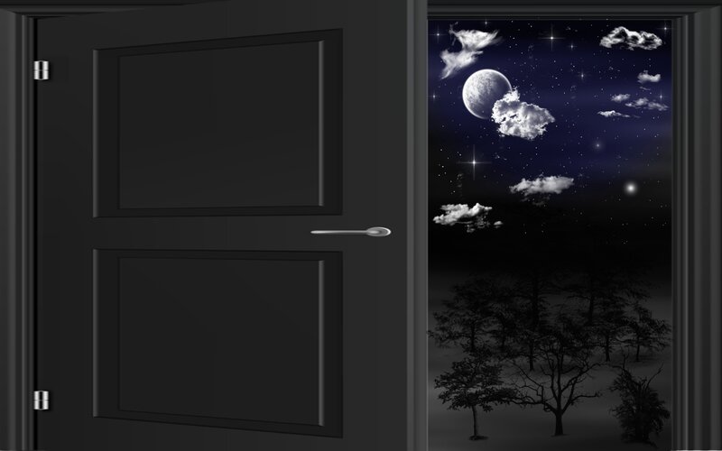 Open Door to Night Scene