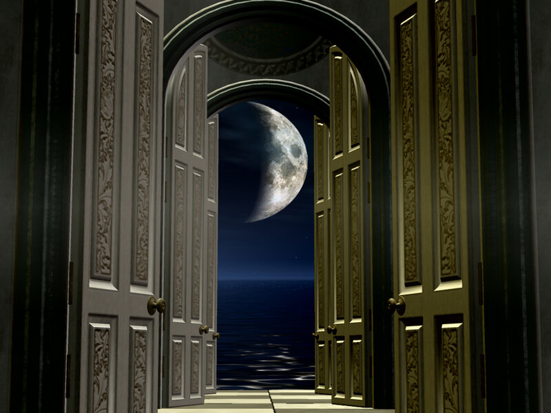 Open Doors to Moonlit Sea