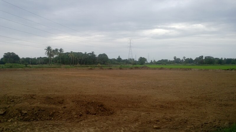 Open field with power lines