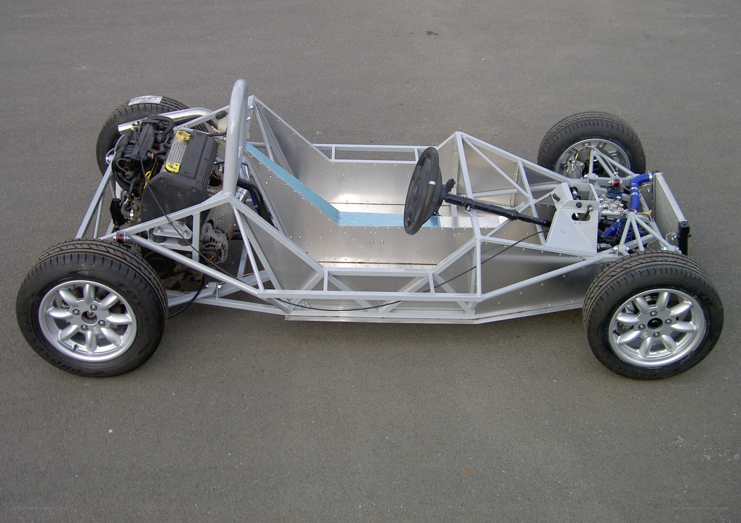 open-frame race car chassis