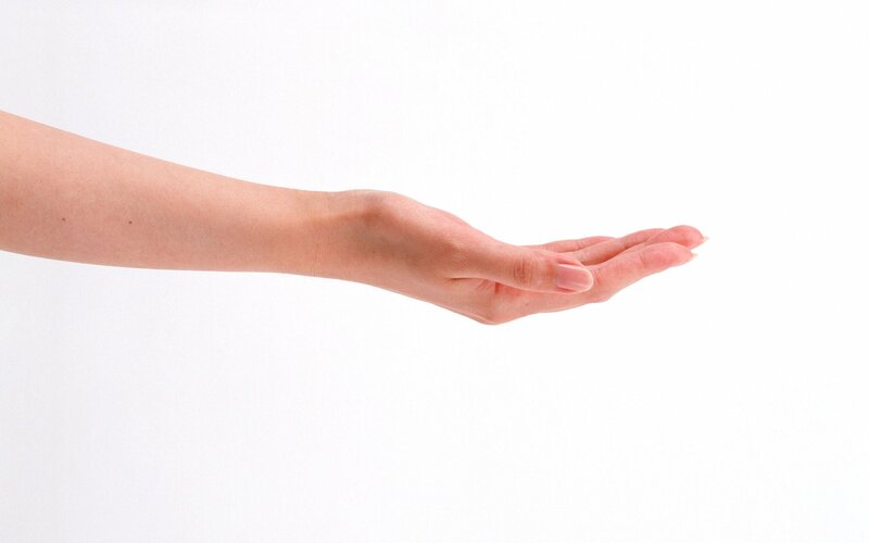 open hand on white background