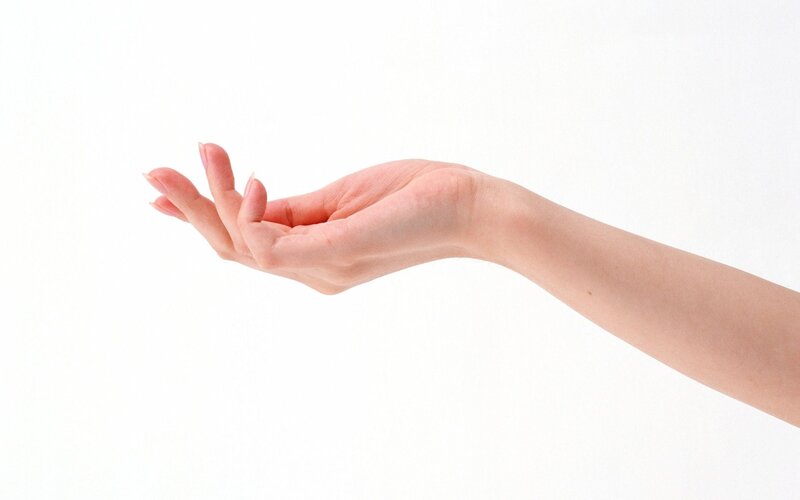 open hand on white background