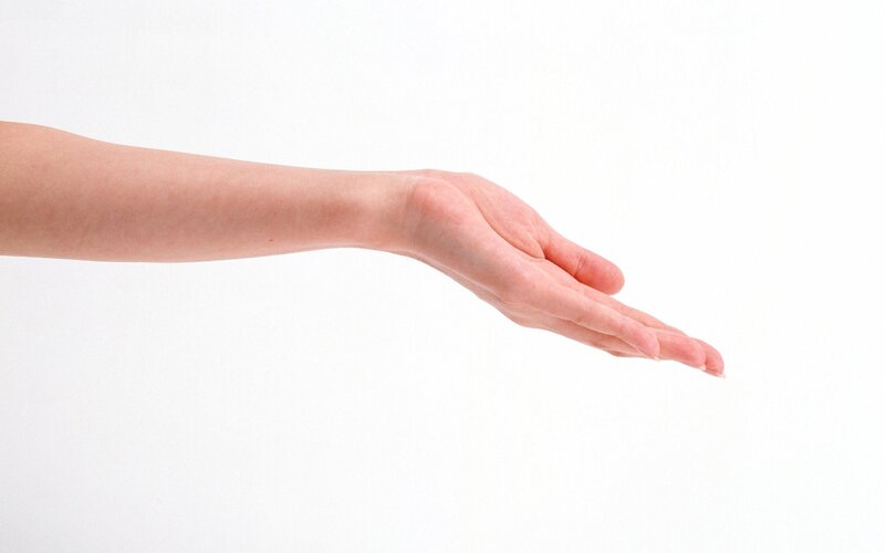 open hand on white background