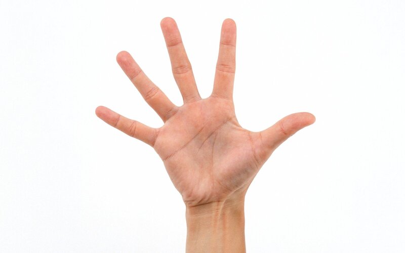 open hand with five fingers
