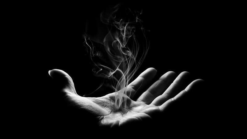 Open Hand with Smoke — Black