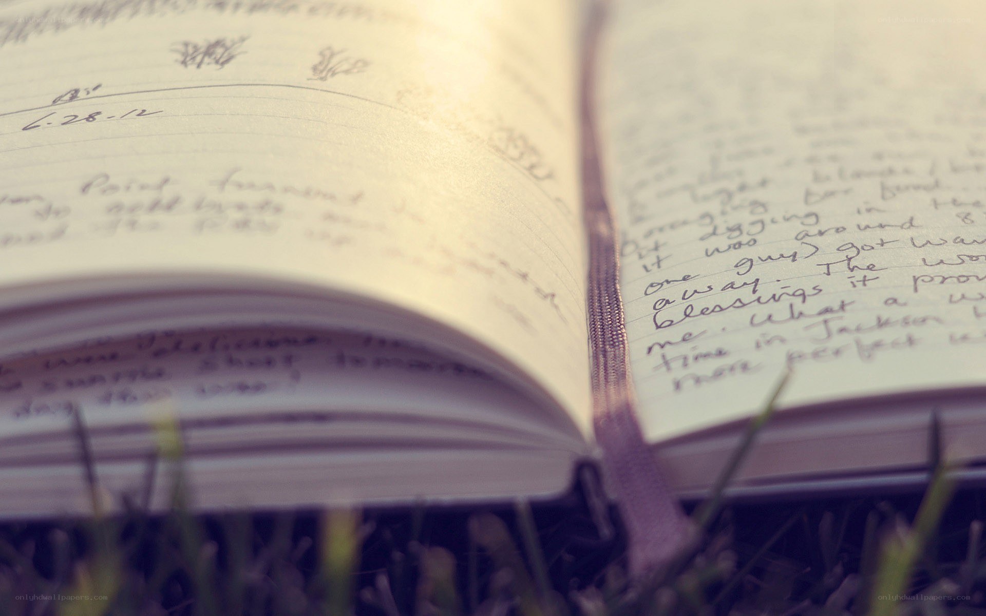 open journal on grass