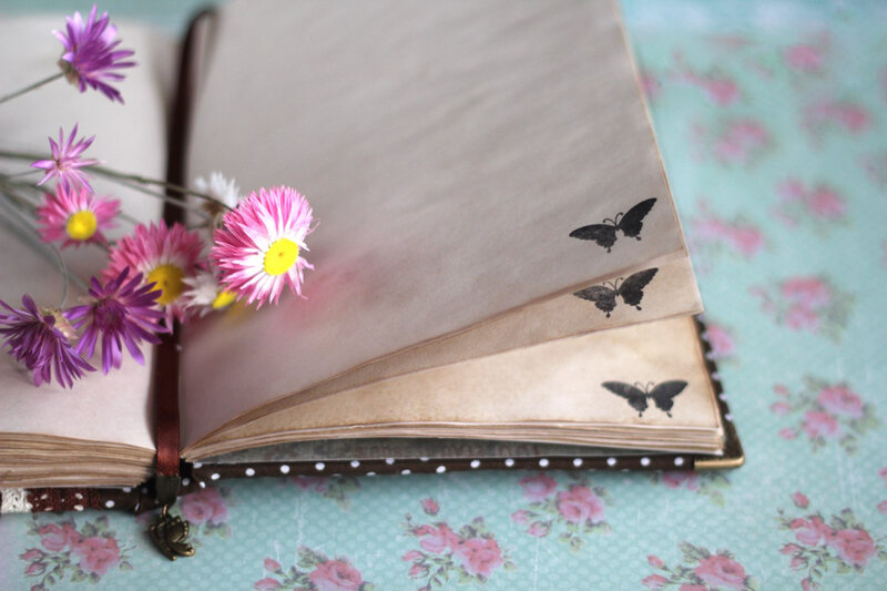 Open Journal with Flowers