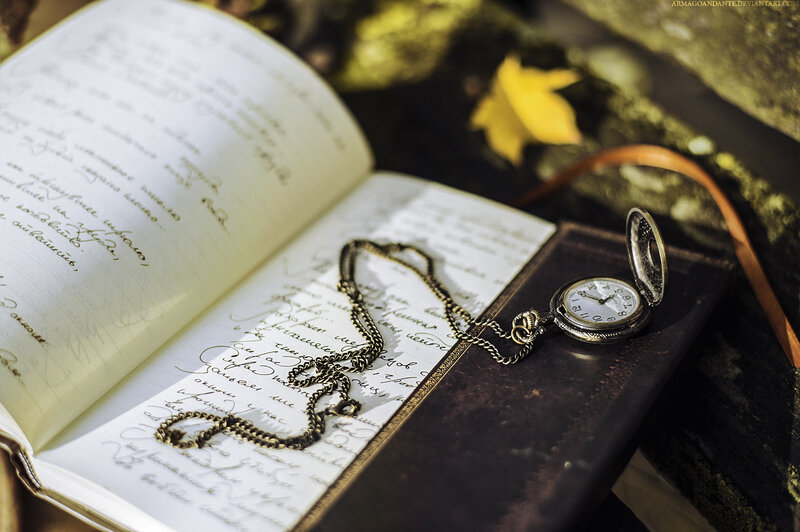 Open Journal with Pocket Watch