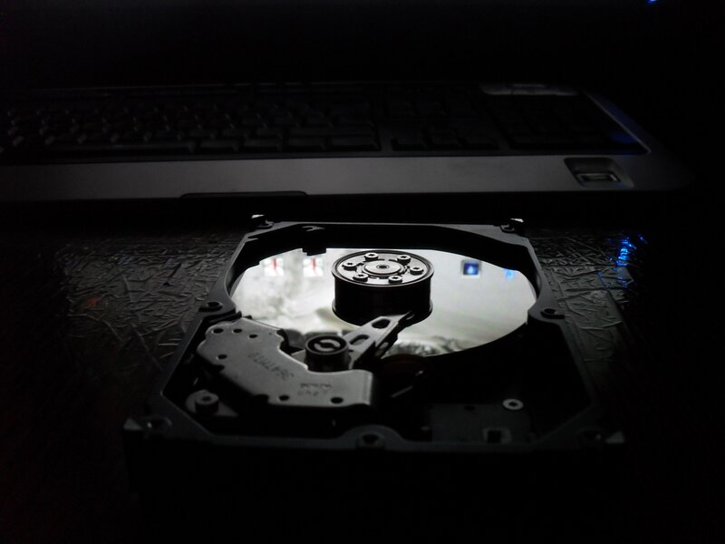 Open laptop hard drive